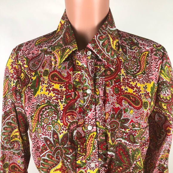 Sundance Blouse Paisley Floral Ruffle Front - Picture 2 of 5